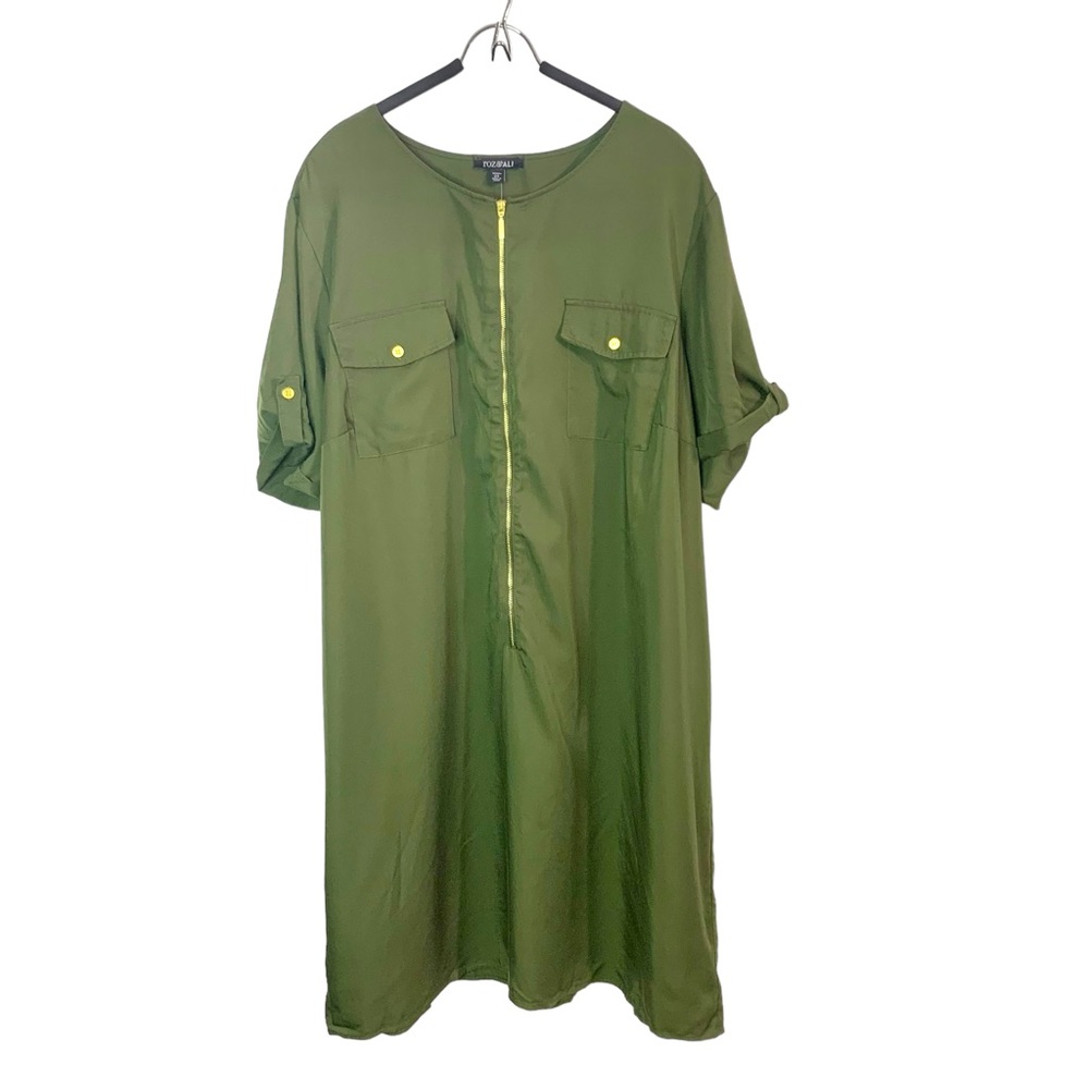 ROZ & ALI Zip Front Shift Dress Sz 24